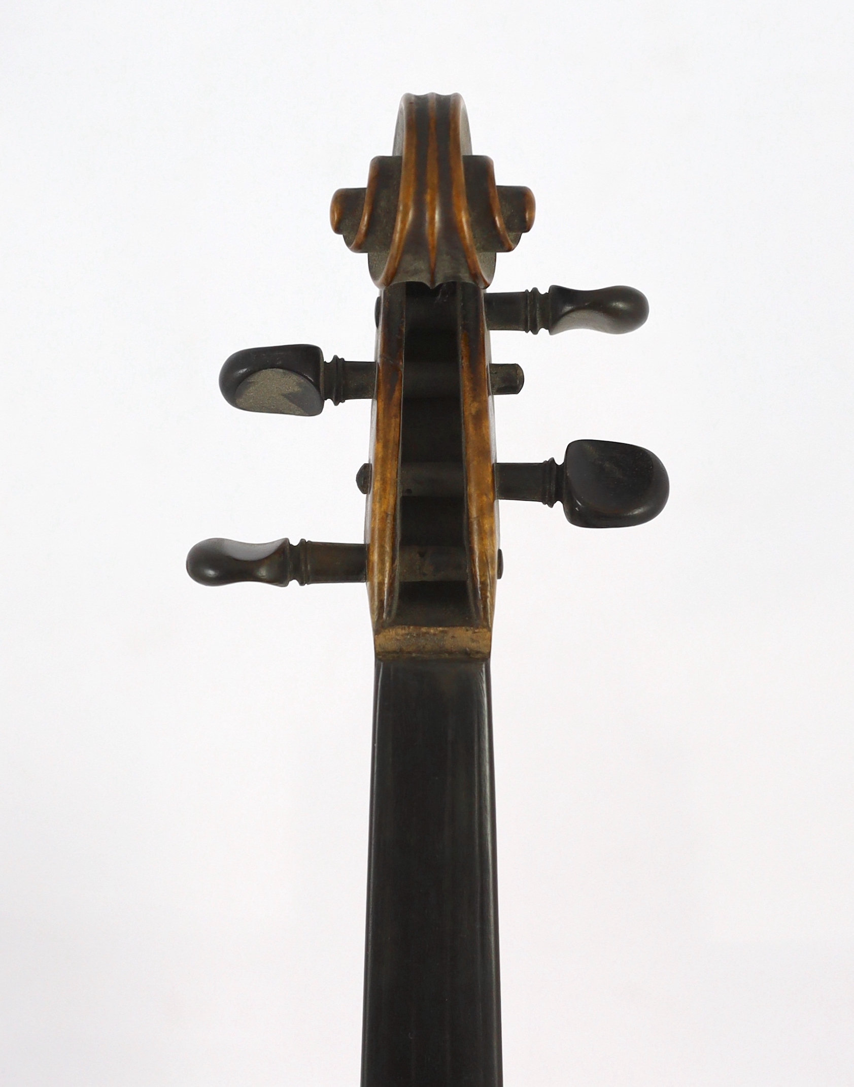 A 19th century French single back violin, length of back 36.2cm